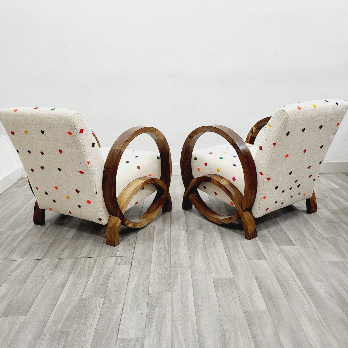 Multi Coloured Spots Vintage Retro Lounge Chairs