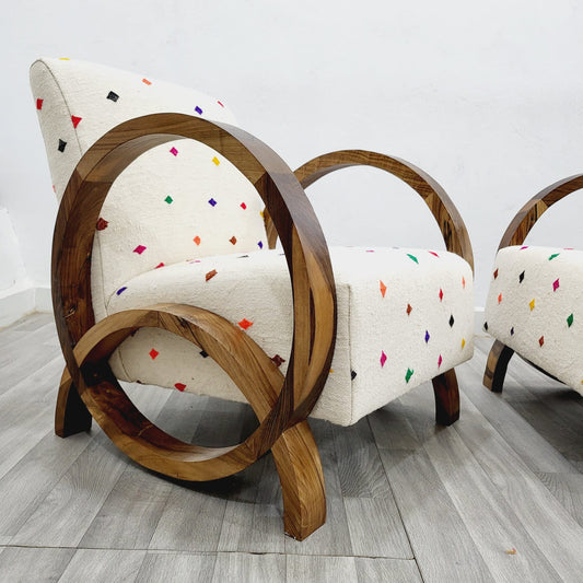 Multi Coloured Spots Vintage Retro Lounge Chairs