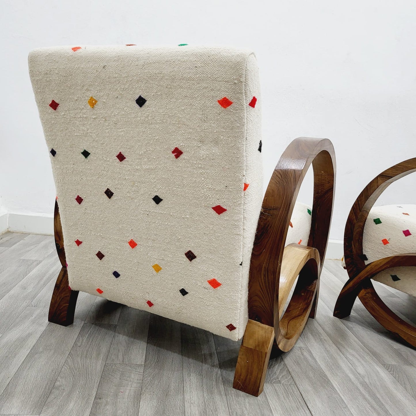 Multi Coloured Spots Vintage Retro Lounge Chairs