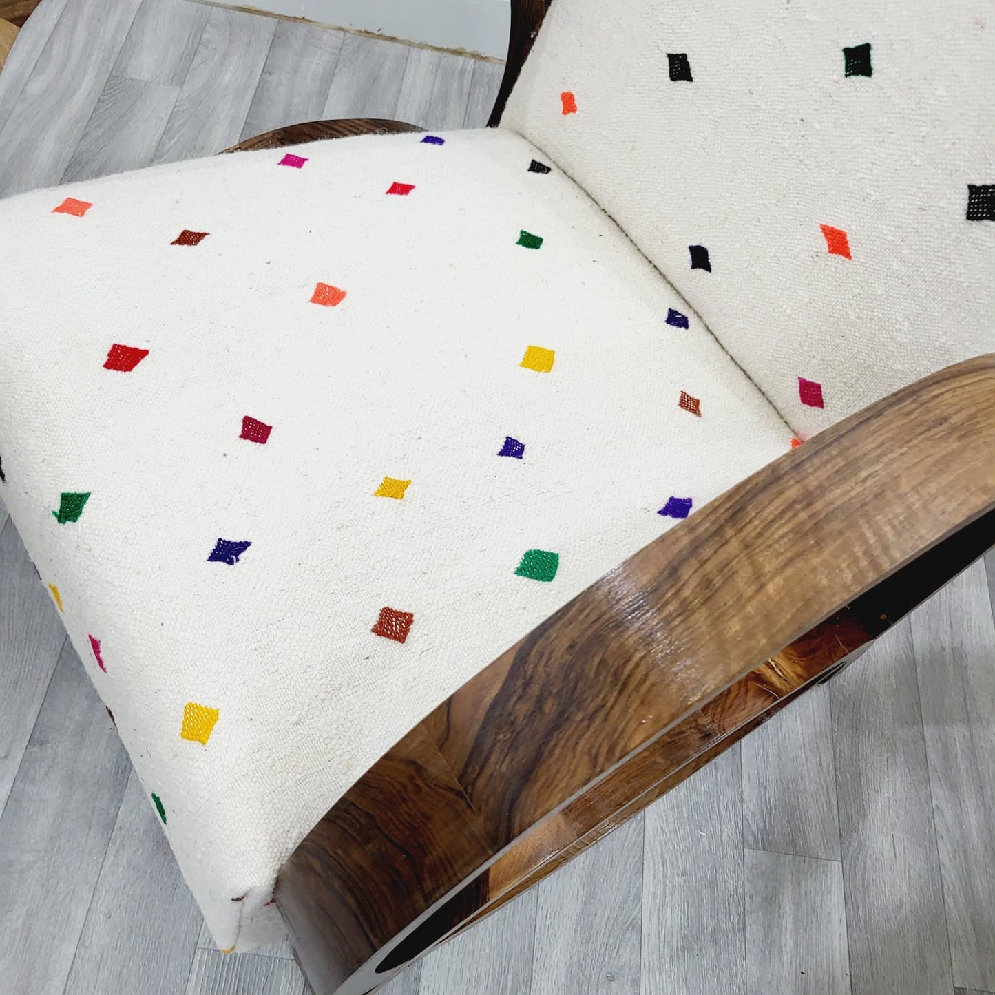 Multi Coloured Spots Vintage Retro Lounge Chairs