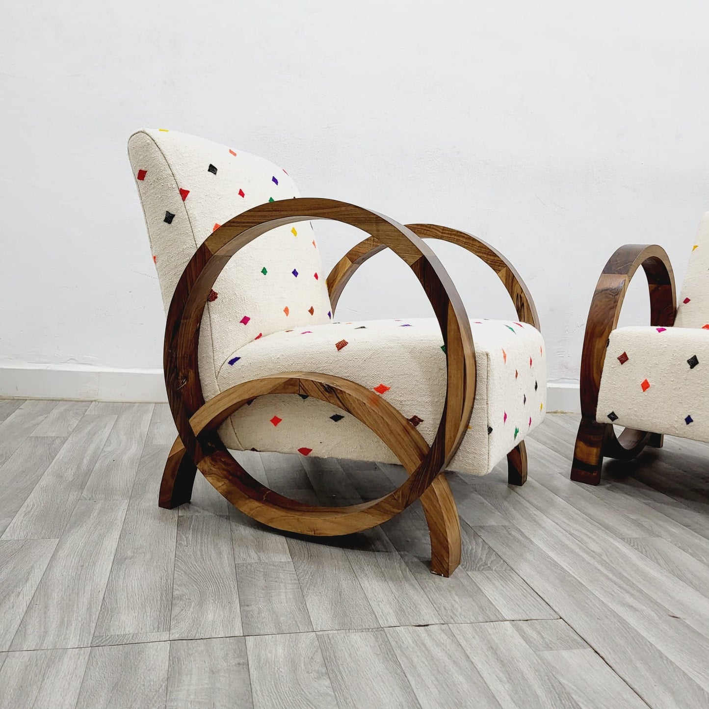 Multi Coloured Spots Vintage Retro Lounge Chairs