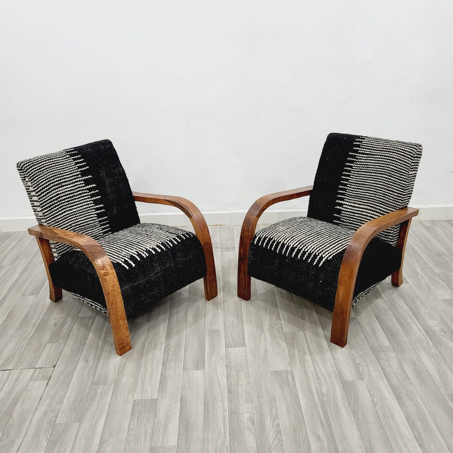 Abstract Black & White Vintage Retro Lounge Chairs