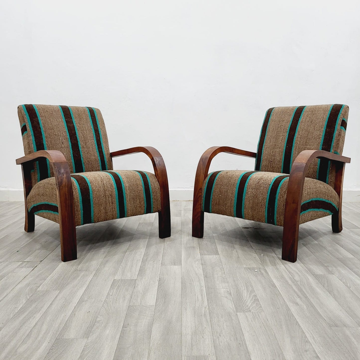 Brown stripe Vintage Retro Lounge Chairs