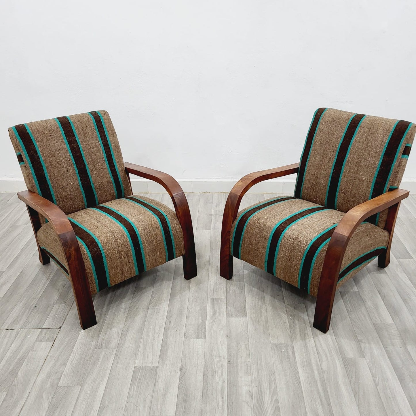 Brown stripe Vintage Retro Lounge Chairs