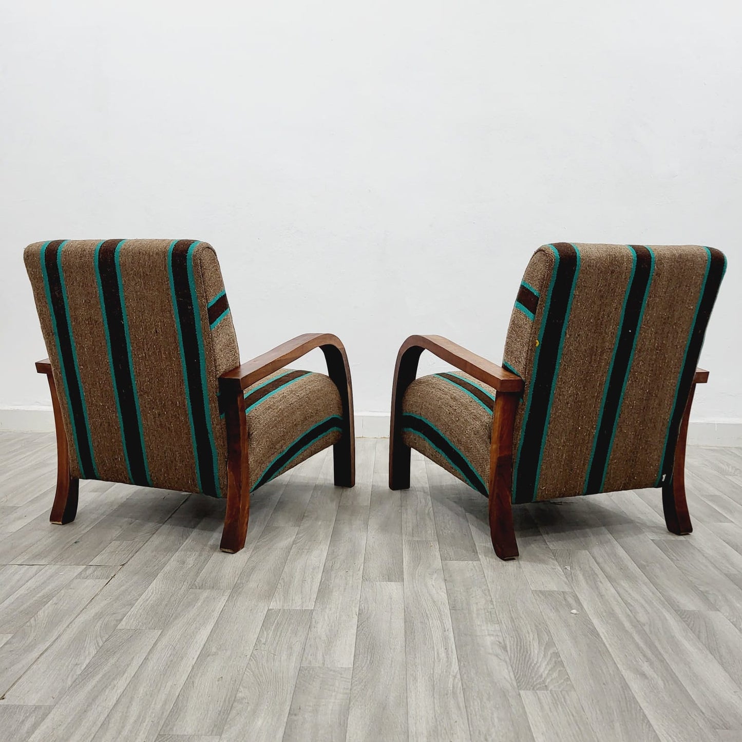 Brown stripe Vintage Retro Lounge Chairs