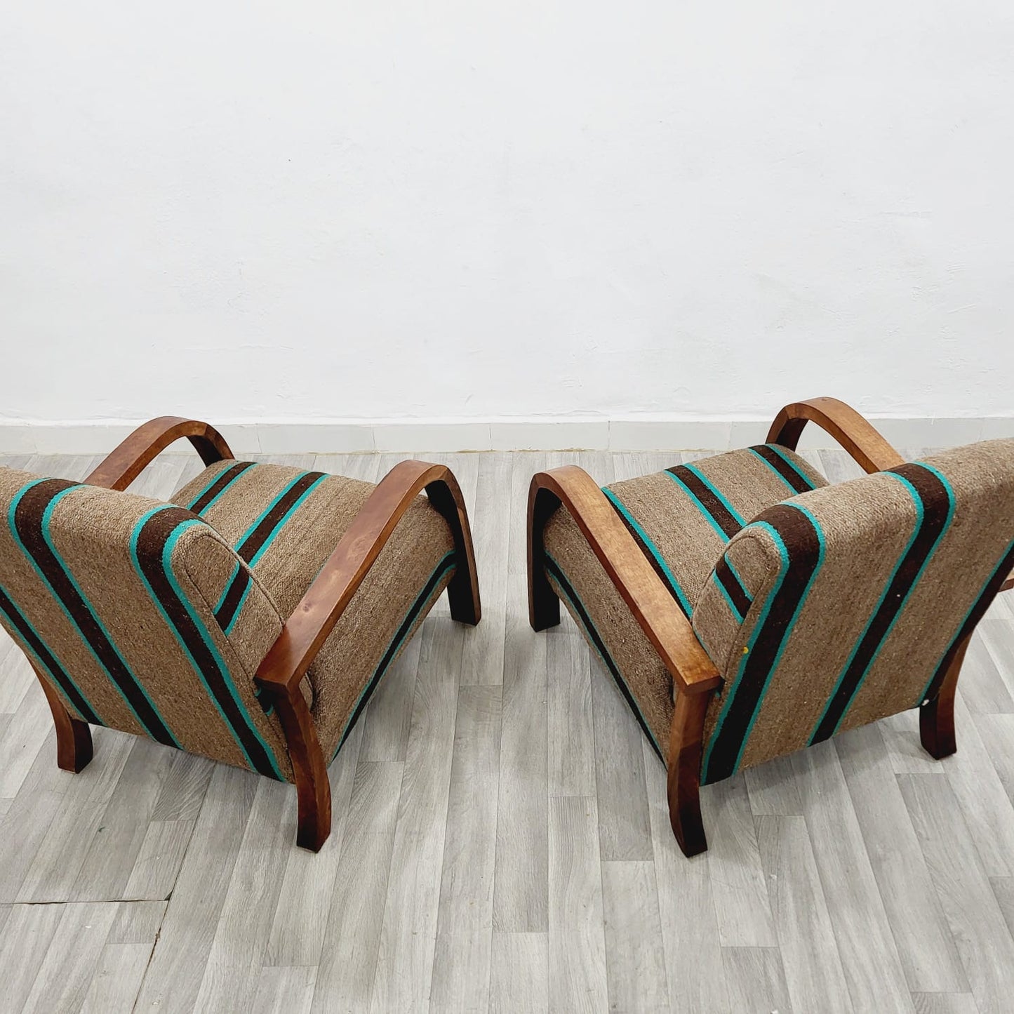 Brown stripe Vintage Retro Lounge Chairs