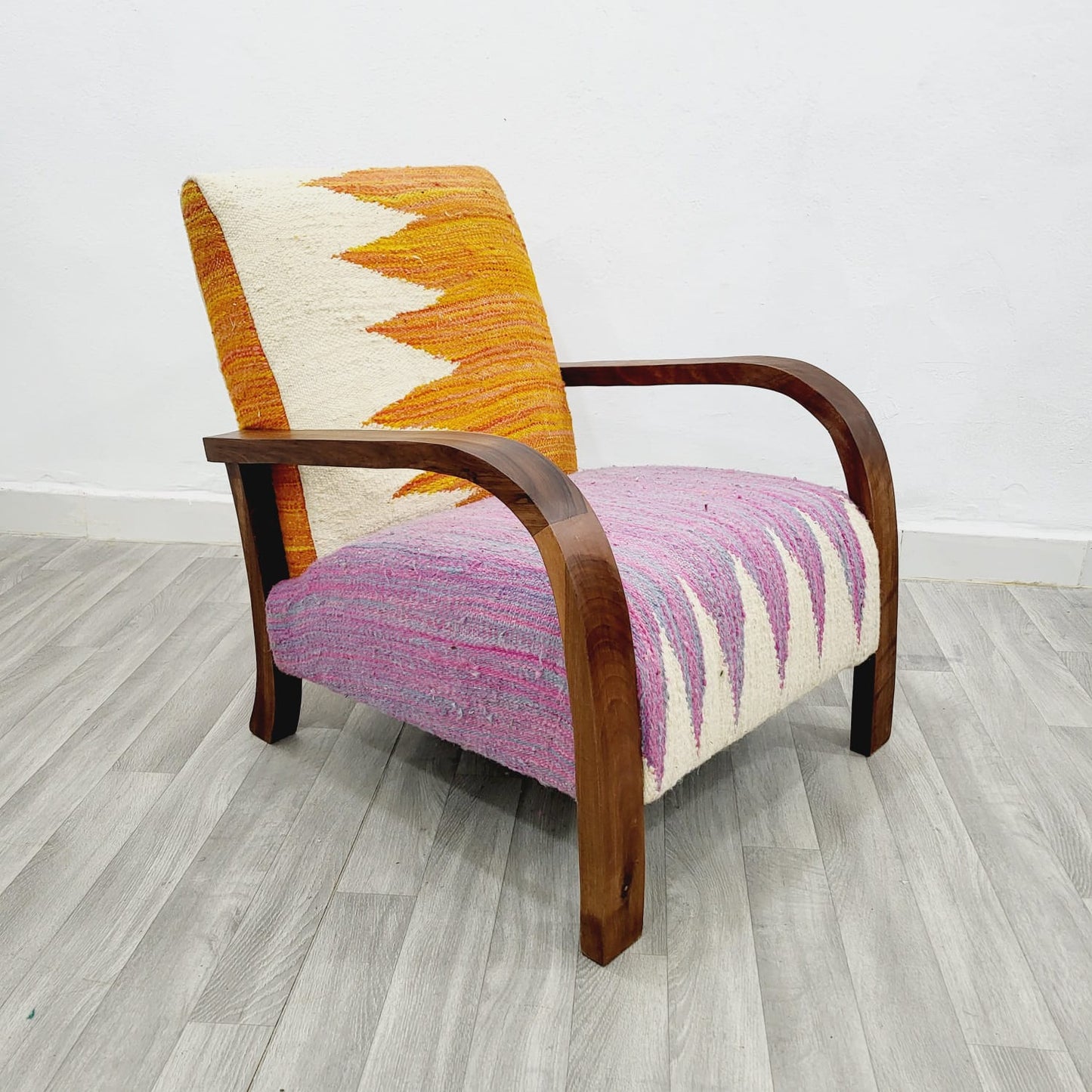 Lilac ZIgZag Vintage Retro Lounge Chairs