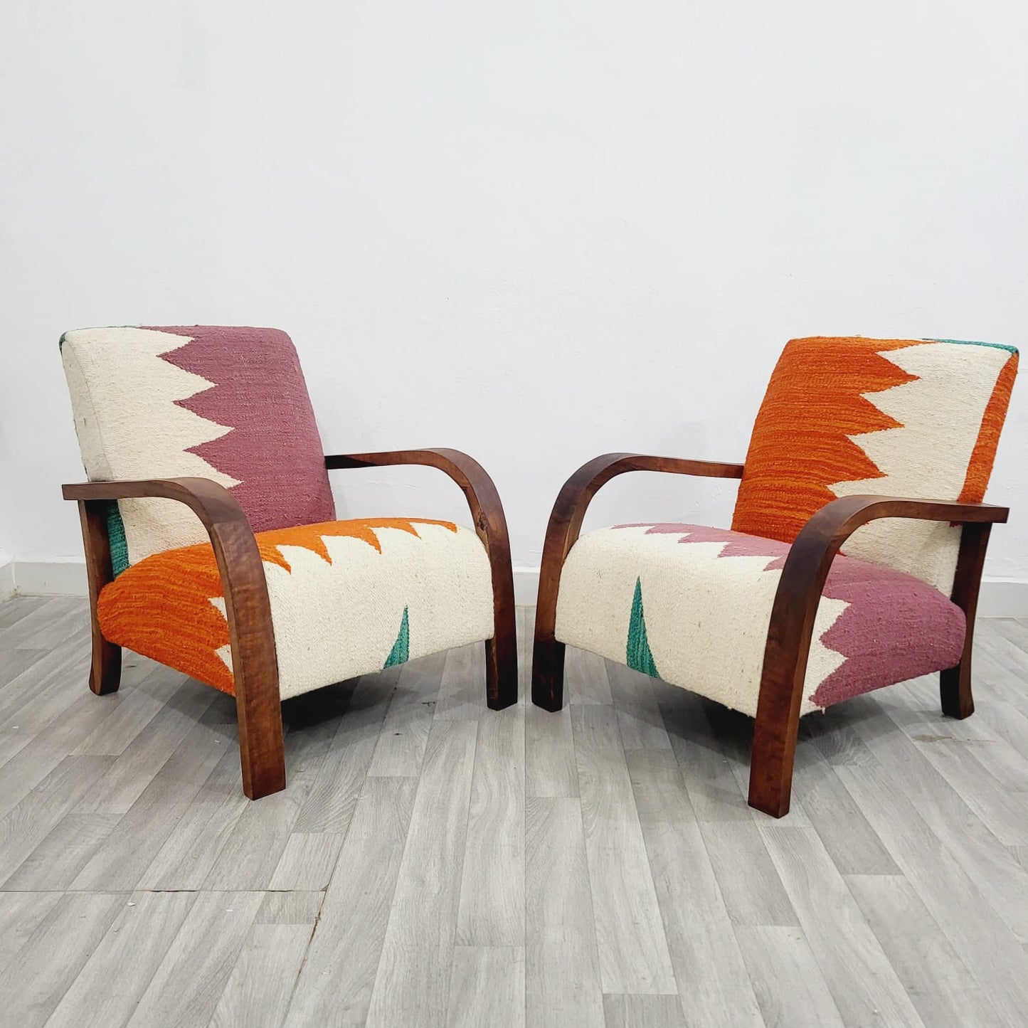 Turquoise ZigZag Vintage Retro Lounge Chairs