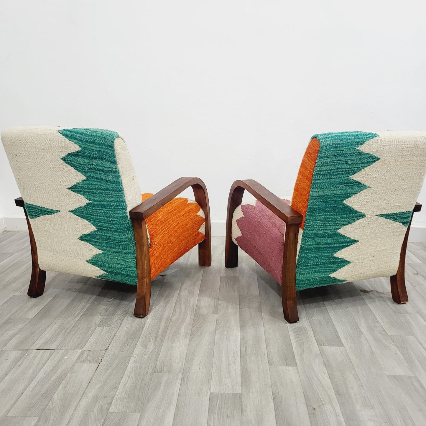 Turquoise ZigZag Vintage Retro Lounge Chairs