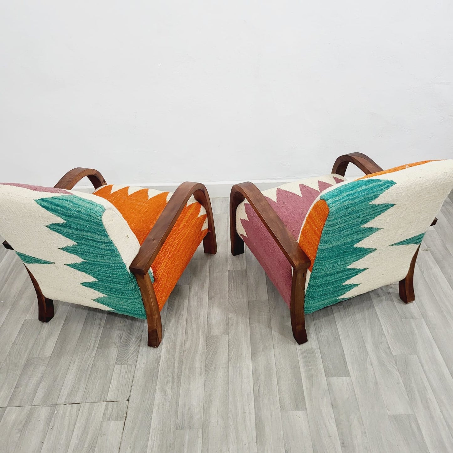 Turquoise ZigZag Vintage Retro Lounge Chairs