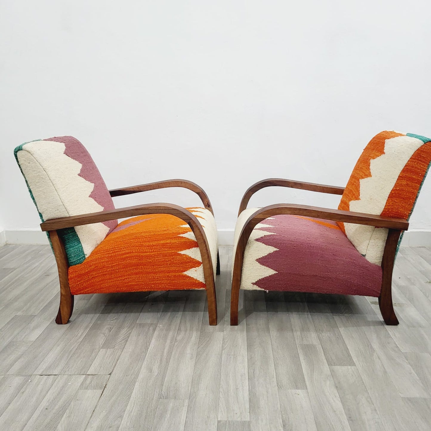 Turquoise ZigZag Vintage Retro Lounge Chairs